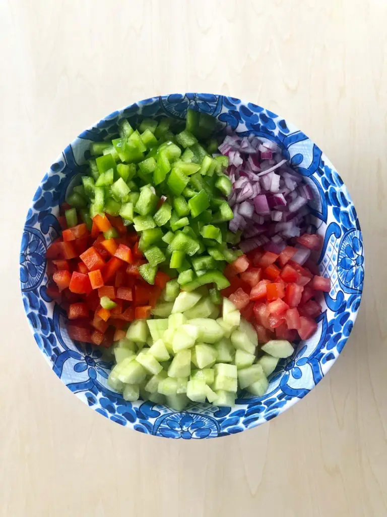 Veggies for the salad before mixing together.